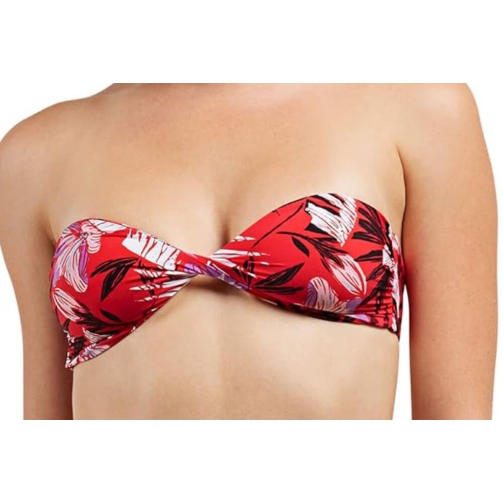 NWT Volcom Standard Sonic Bloom Bandeau Bikini Top Size XL Tropical Floral Beach